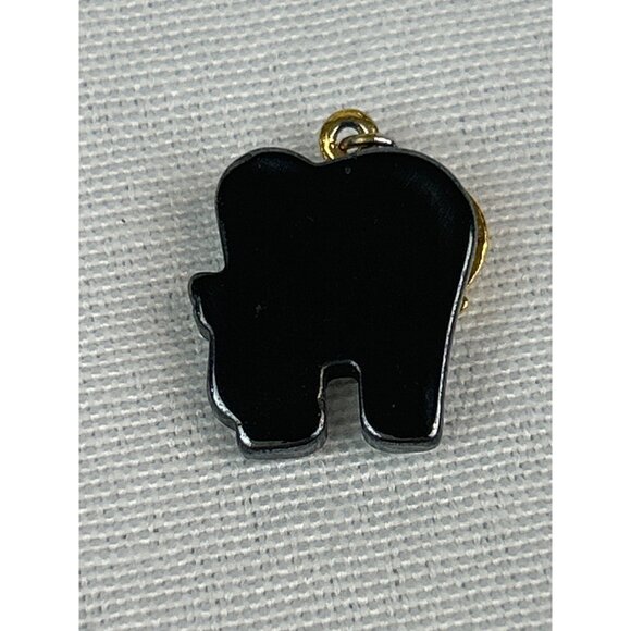 Black Gold Elephant Pendant Charm Rhinestone Eye Saddle Detail - Picture 4 of 6